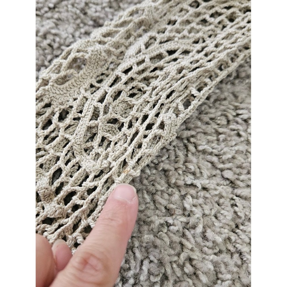 Peruvian Connection Pima Cotton Crochet Lace Top Beige Paisley Long Sleeve Small - Picture 3 of 6